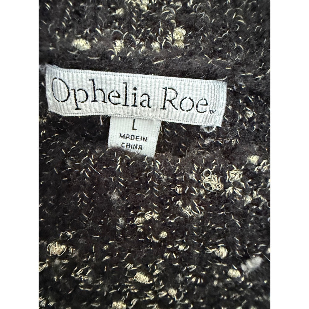 Ophelia Roe Black Gold Metallic Speckled Knit Sweater Women's Large - Picture 4 of 5